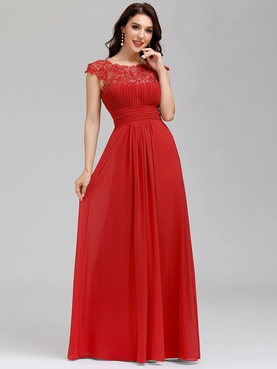 Elegant Evening Dresses O-Neck Sleeveless A-LINE Lace Floor-Length Gown 2023 Ever pretty of Burgundy Simple Prom Dress Women