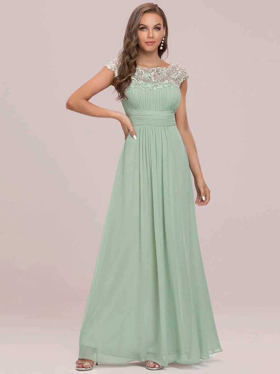 Elegant Evening Dresses O-Neck Sleeveless A-LINE Lace Floor-Length Gown 2023 Ever pretty of Burgundy Simple Prom Dress Women