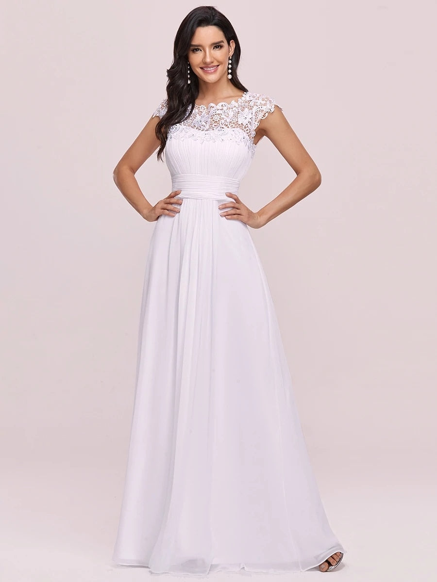 Elegant Evening Dresses O-Neck Sleeveless A-LINE Lace Floor-Length Gown 2023 Ever pretty of Burgundy Simple Prom Dress Women
