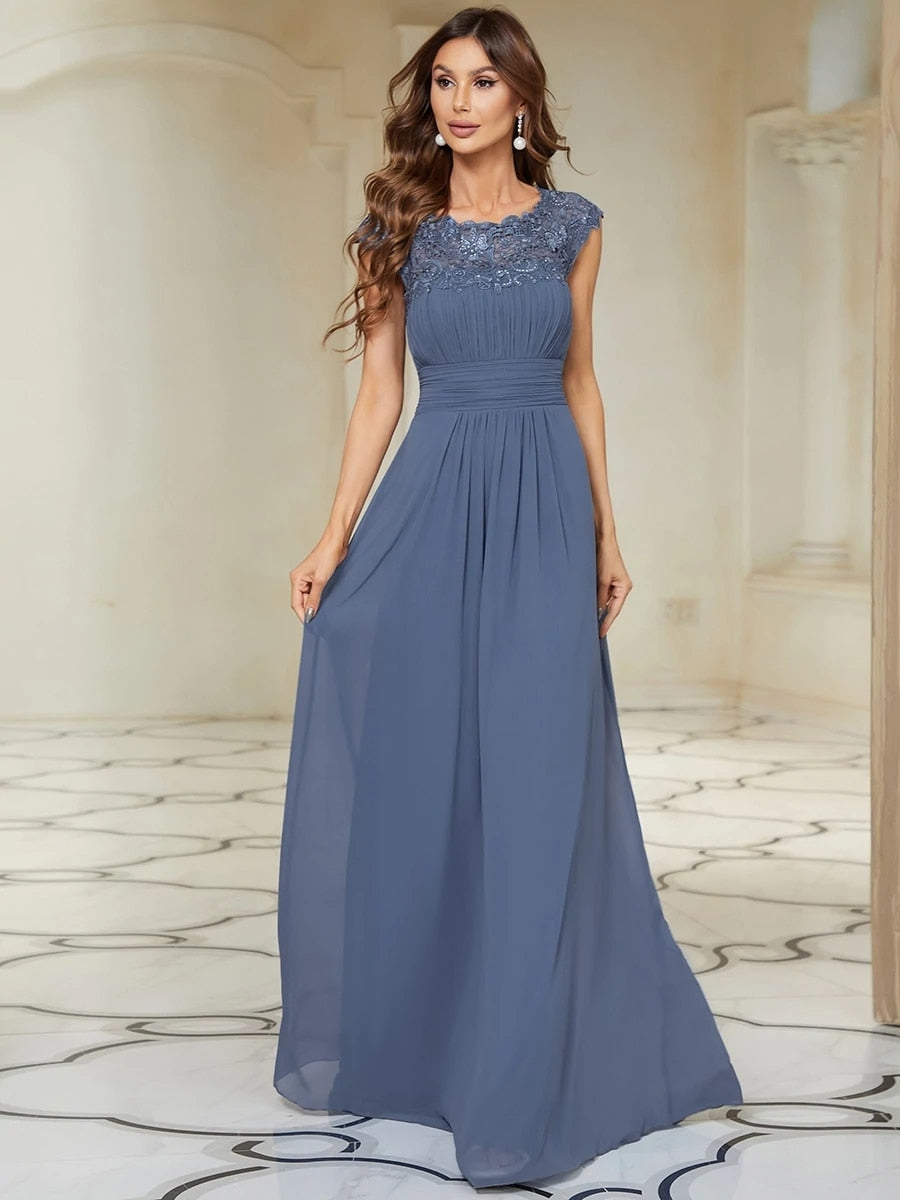 Elegant Evening Dresses O-Neck Sleeveless A-LINE Lace Floor-Length Gown 2023 Ever pretty of Burgundy Simple Prom Dress Women