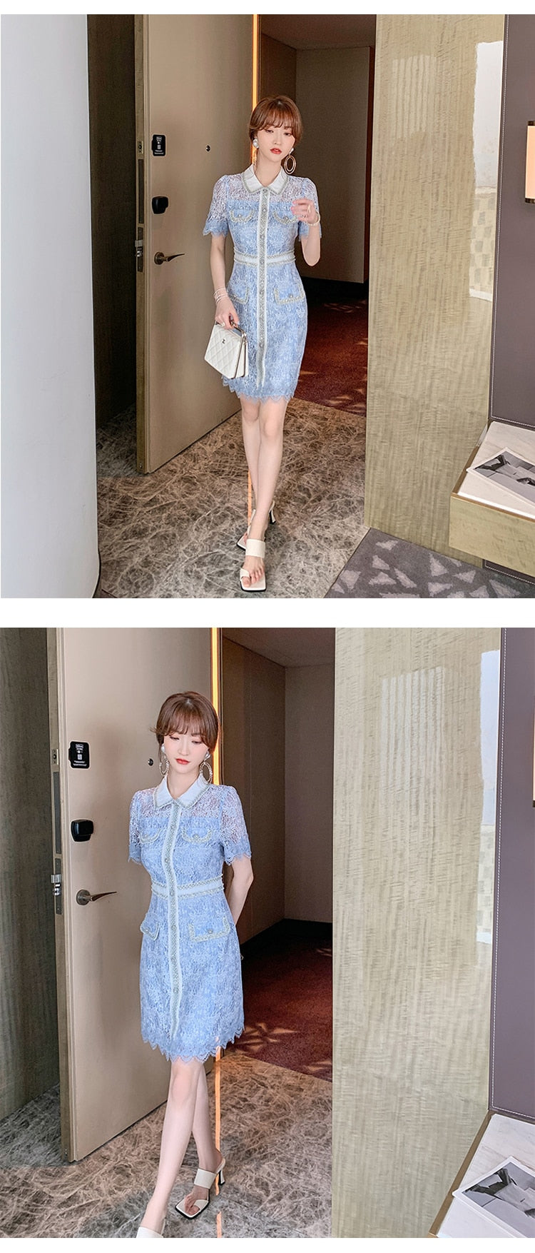 Elegant Dress Women Summer Sheer Lace Floral Short Sleeve Club Mini Gown High Quality Glitter Sequin Ladies Femme Mujer Vestidos