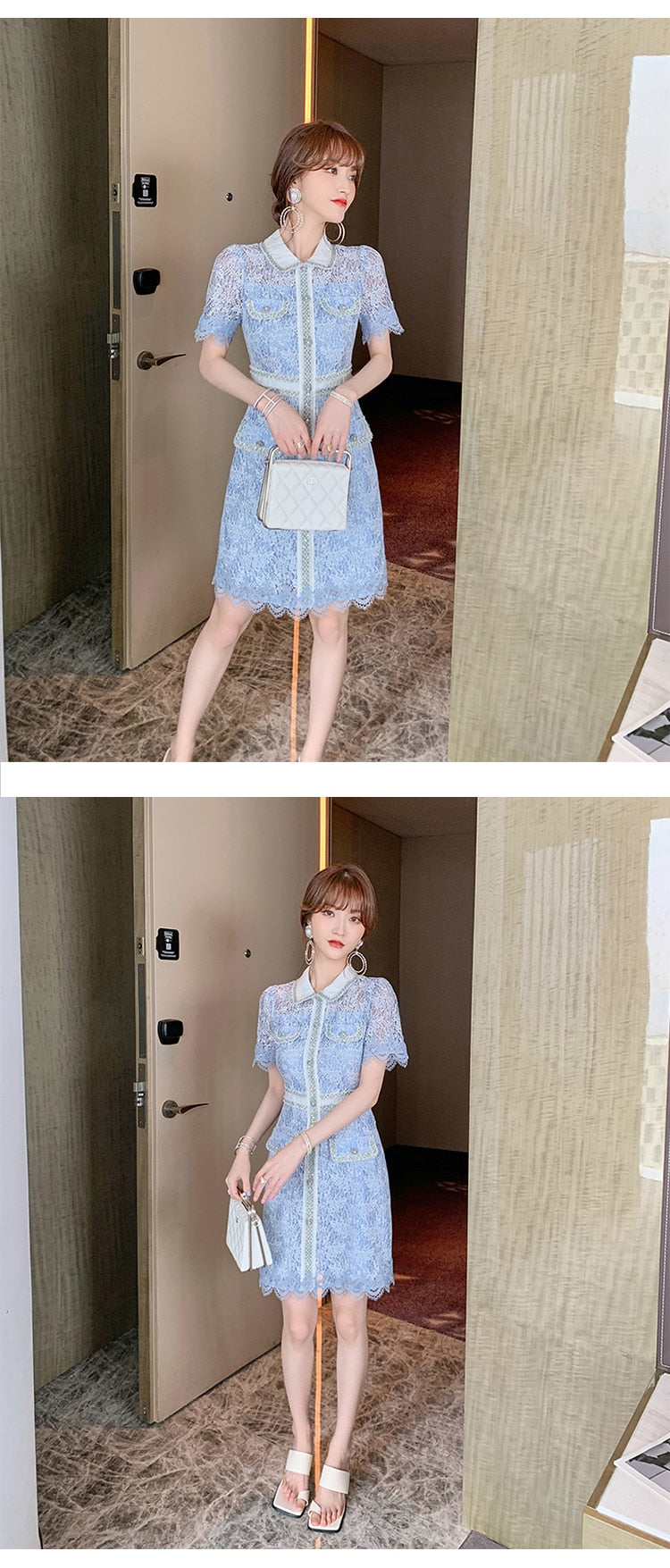 Elegant Dress Women Summer Sheer Lace Floral Short Sleeve Club Mini Gown High Quality Glitter Sequin Ladies Femme Mujer Vestidos