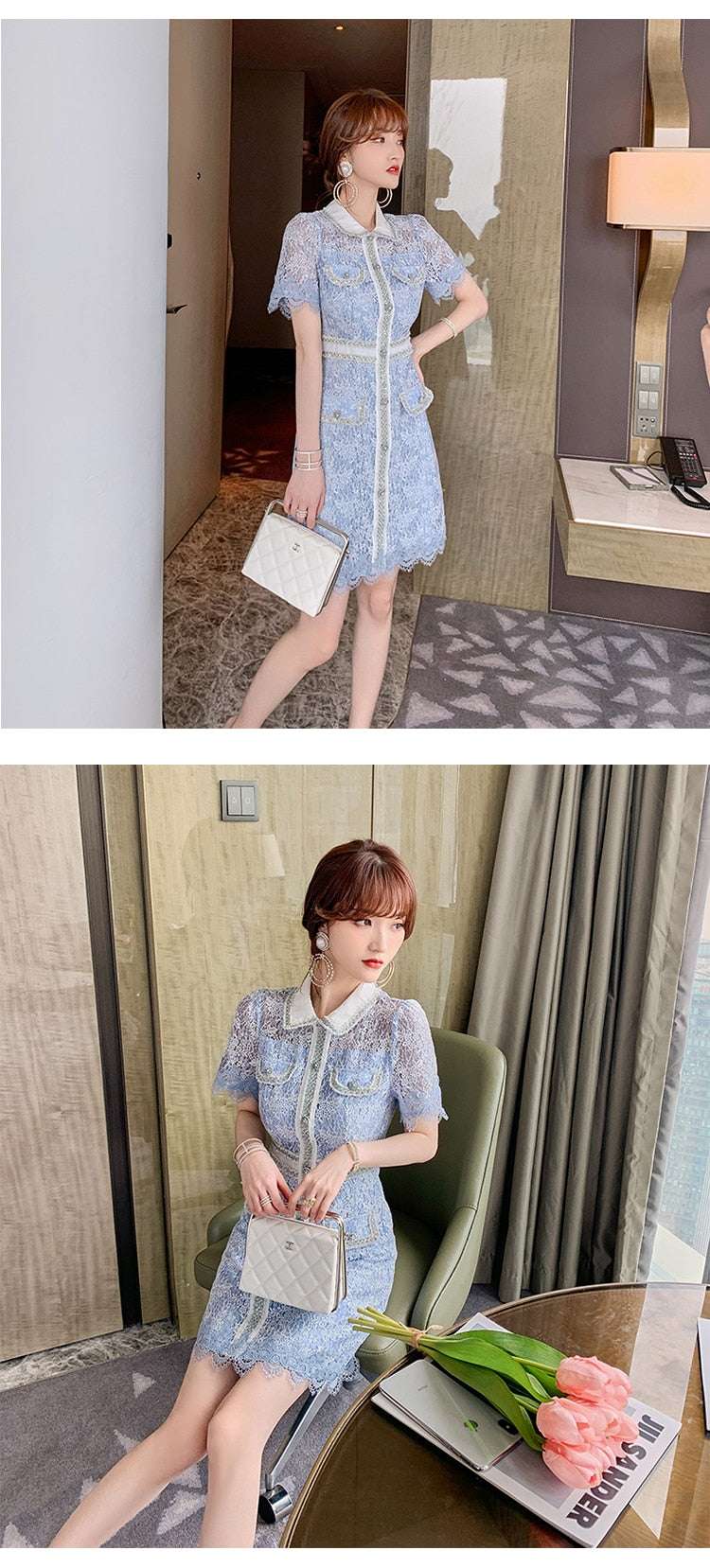 Elegant Dress Women Summer Sheer Lace Floral Short Sleeve Club Mini Gown High Quality Glitter Sequin Ladies Femme Mujer Vestidos