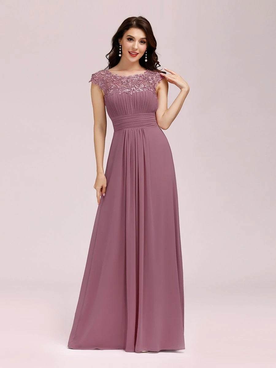 Elegant Evening Dresses O-Neck Sleeveless A-LINE Lace Floor-Length Gown 2023 Ever pretty of Burgundy Simple Prom Dress Women
