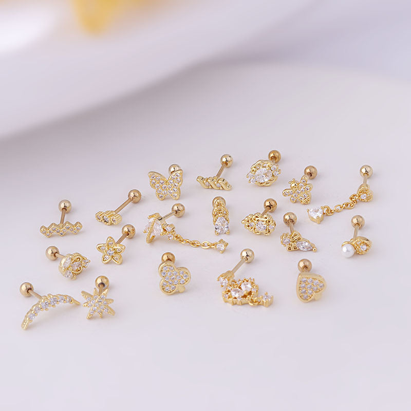 Chic Surgical Steel Rhinestone Inlaid Daith Piercing Helix Stud
