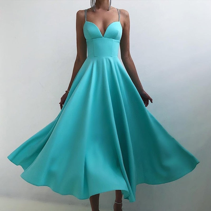 Elegant Curved Hem Dress Women Midi Fashion Floral Large Swing Slip Female A-line Dresses 2023 Summer Backless Party Lady Robe