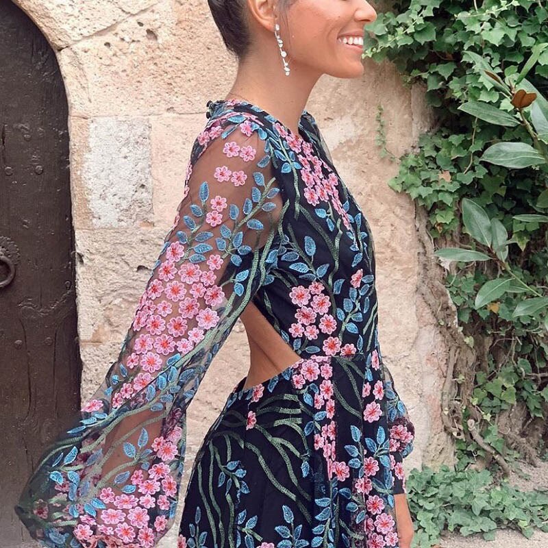 Elegant Maxi Dress 2023 Spring Summer Women&#39;s Clothes Sexy Backless Slim Print Dress Outfits For Women Vestidos
