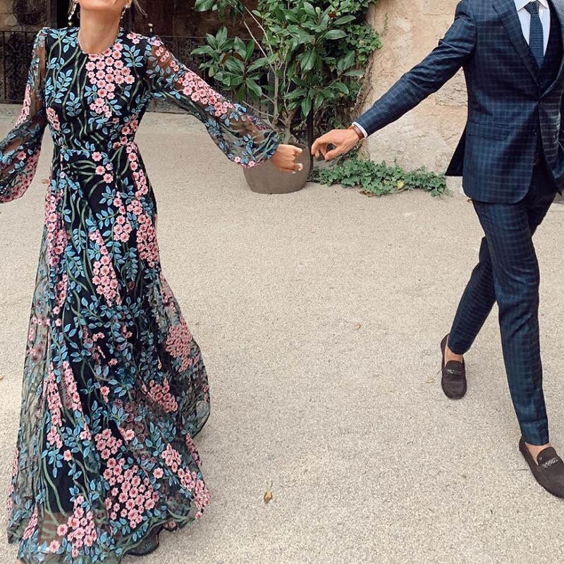 Elegant Maxi Dress 2023 Spring Summer Women&#39;s Clothes Sexy Backless Slim Print Dress Outfits For Women Vestidos