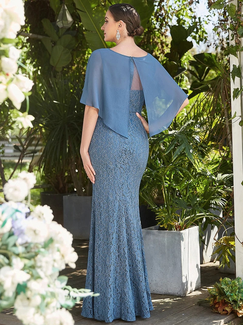 Elegant Evening Dresses 2023 Ever Pretty of Mermaid Ruffles Sleeves A Line V Neck Wedding Prom Dress Robe de Soirée For Women