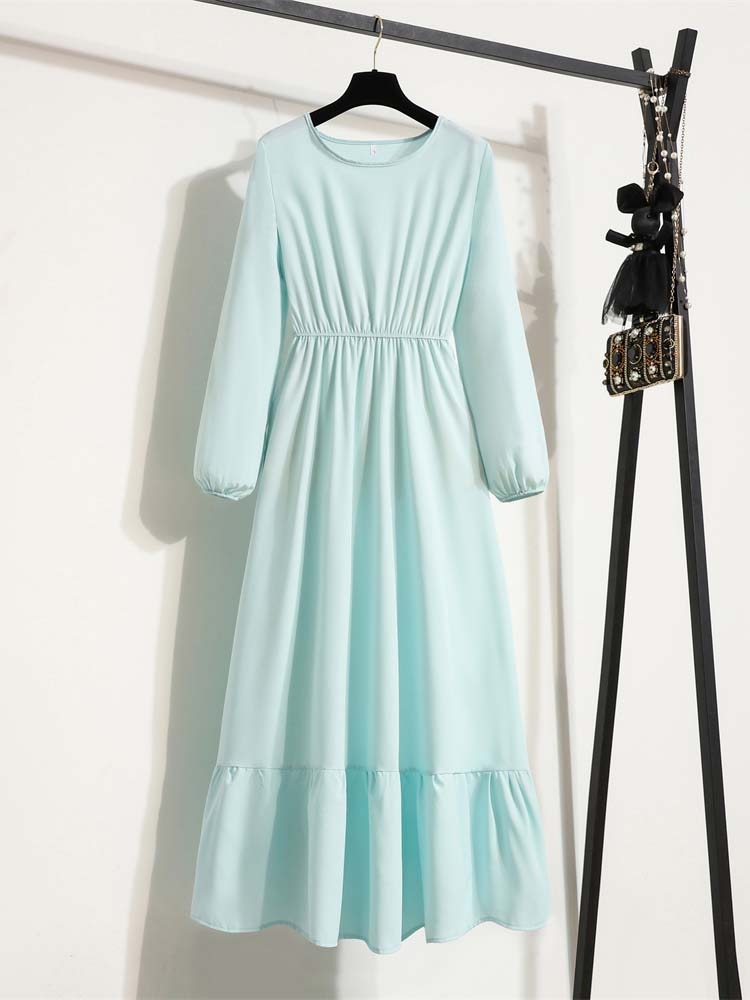 Elegant Floral Print Women Dress Spring Summer Casual O Neck Long Sleeve Chiffon A Line Long Maxi Dress Party Vestidos