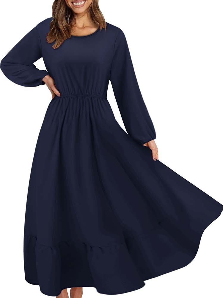 Elegant Floral Print Women Dress Spring Summer Casual O Neck Long Sleeve Chiffon A Line Long Maxi Dress Party Vestidos