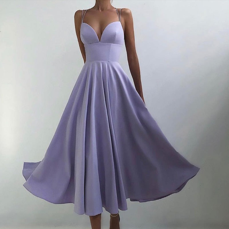 Elegant Curved Hem Dress Women Midi Fashion Floral Large Swing Slip Female A-line Dresses 2023 Summer Backless Party Lady Robe