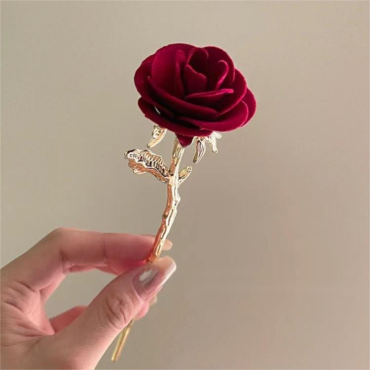 Chic Velvet Rose Chignon Hair Fork Hair Pin