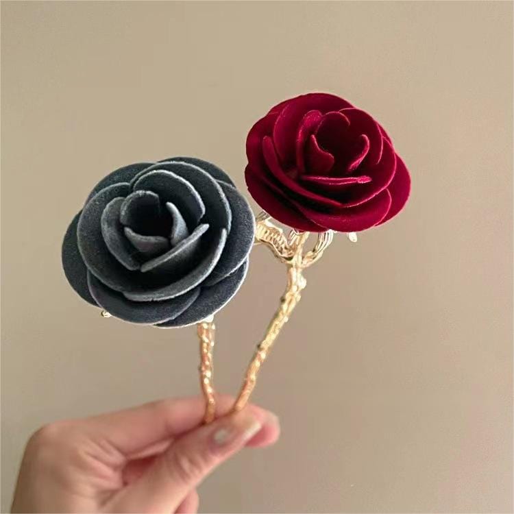 Chic Velvet Rose Chignon Hair Fork Hair Pin