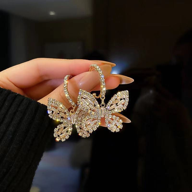 Chic Zircon Butterfly Dangle Earrings