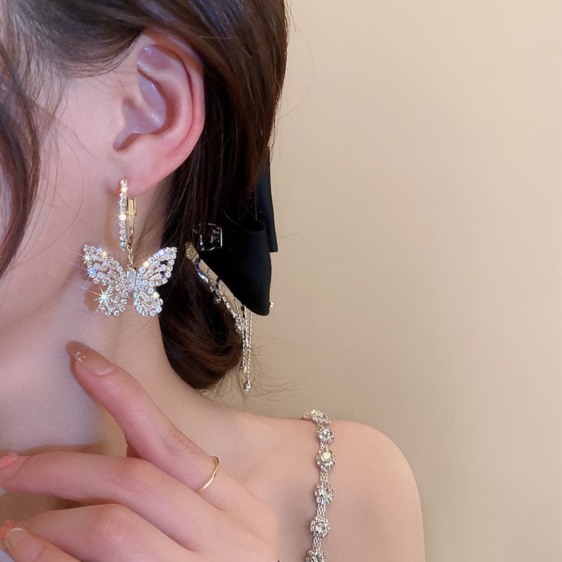 Chic Zircon Butterfly Dangle Earrings