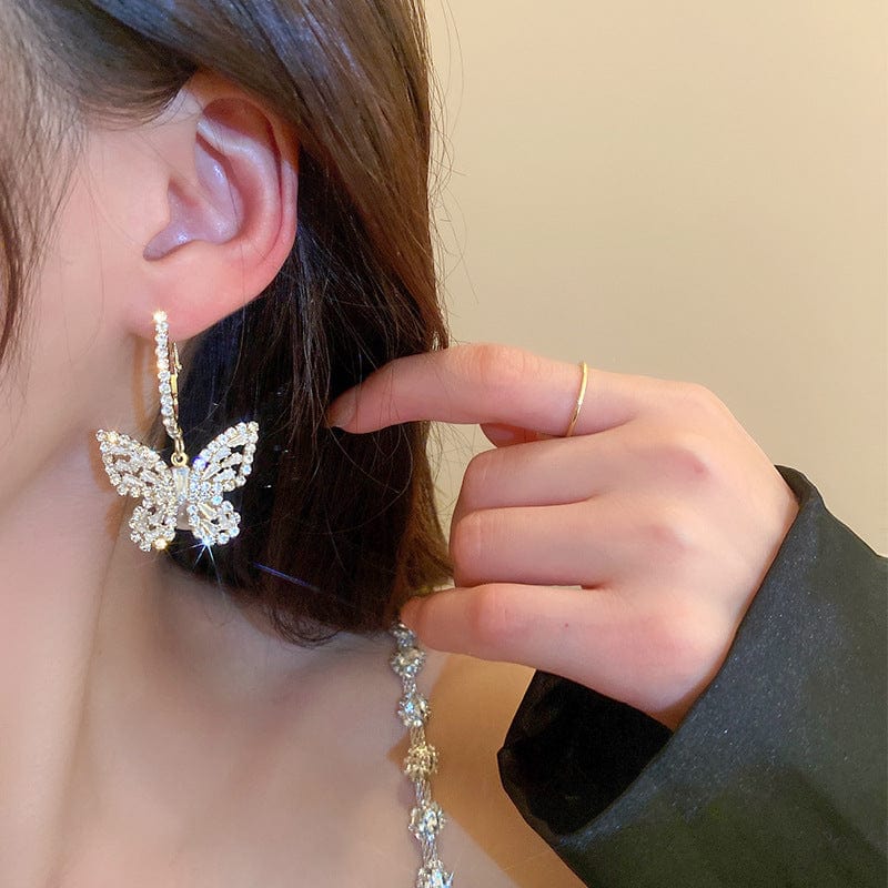 Chic Zircon Butterfly Dangle Earrings