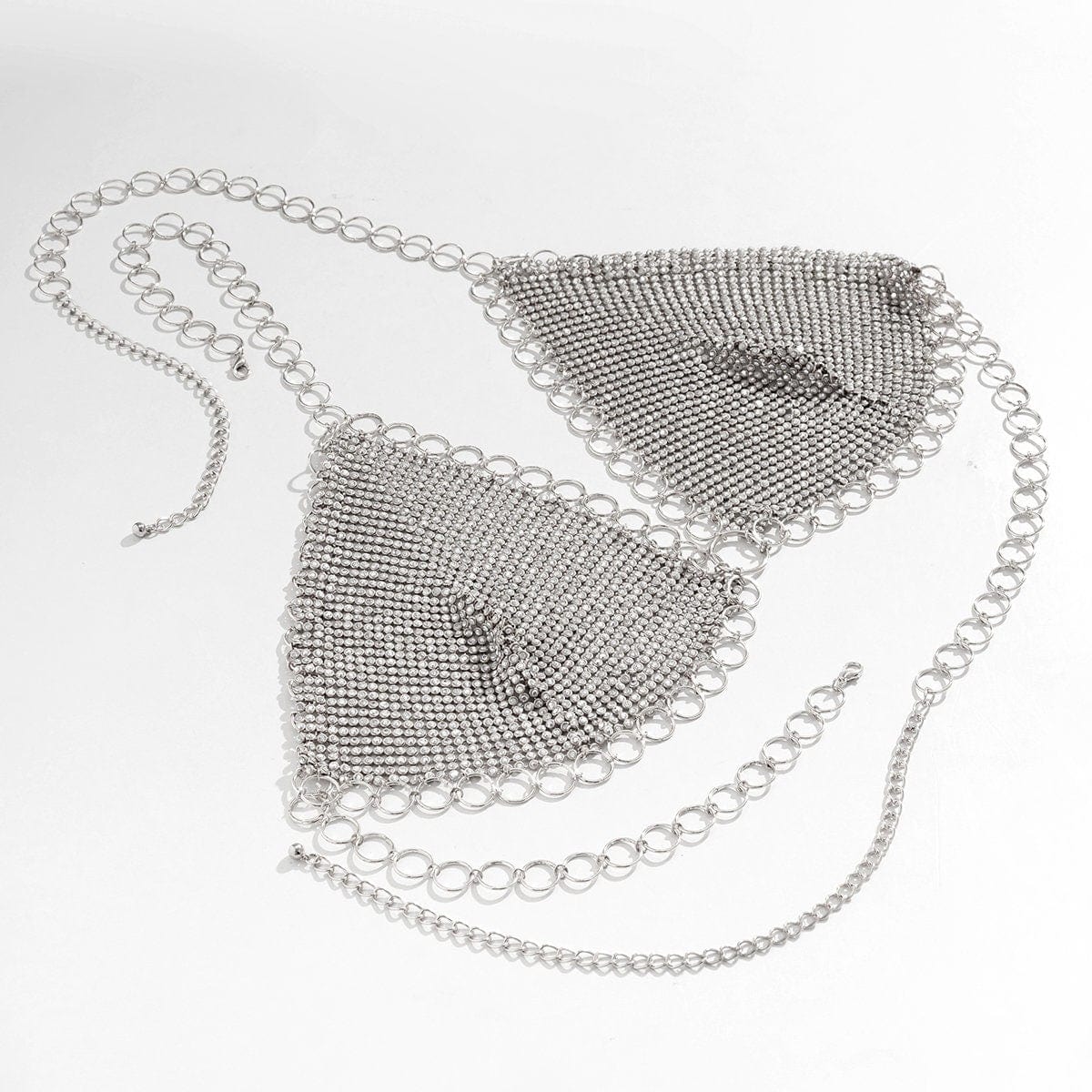 Crystal Body Chain Bra with Rhinestone Inlay - 18k Gold Silver Plated